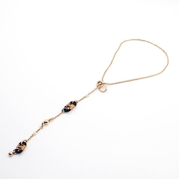 HERMES Logo Sur Mer PM Chain Necklace Pendant Metal Gold Accessory 27LC534 - Picture 1 of 11